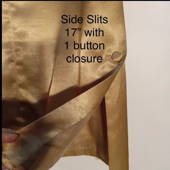 Gianni Vironi Unisex 48R/42W Longline Gold Satin Vest Formal Sleeveless Button - Picture 8 of 9